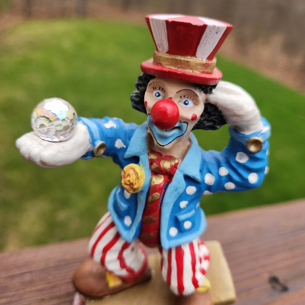 Spoontiques Balancing Circus Clown Swarovski Crystal Ball Vintage Top Hat Paint - Picture 2 of 10